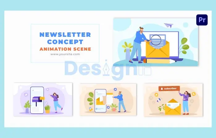 Email Marketing Newsletters Concept Vector Flat Art Animation Scene